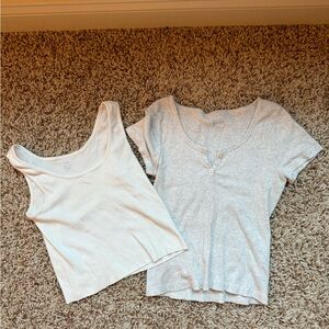 Brandy Melville Cream Tank Top and Gray Short Sleeve
